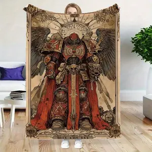 1pc Four Seasons Suitable Flannel Blanket - Printed with  Soldier Pattern, Thick Material. Suitable for sofas, beds, offices, travel, outdoor camping, single/double nap blankets, suitable for men, women, and pets. Skin-friendly, lightweight and soft