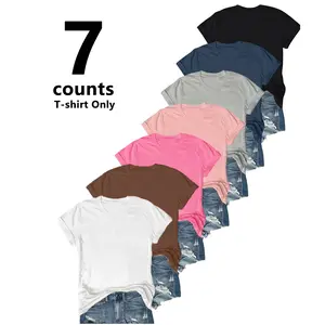 【Limited time deal】Women's Summer Undershirt Short Sleeve T-Shirt Solid Color Round Neck Casual Tee（T-shirt only） Womenswear