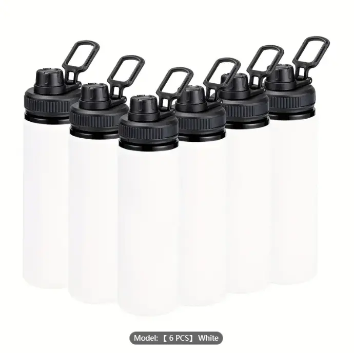 6pcs Reusable 750ml Aluminum Water Bottles - Leakproof, Lightweight & Perfect for Sports, Travel & DIY Gifts!