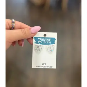 Acrylic Glitter Heart Earrings