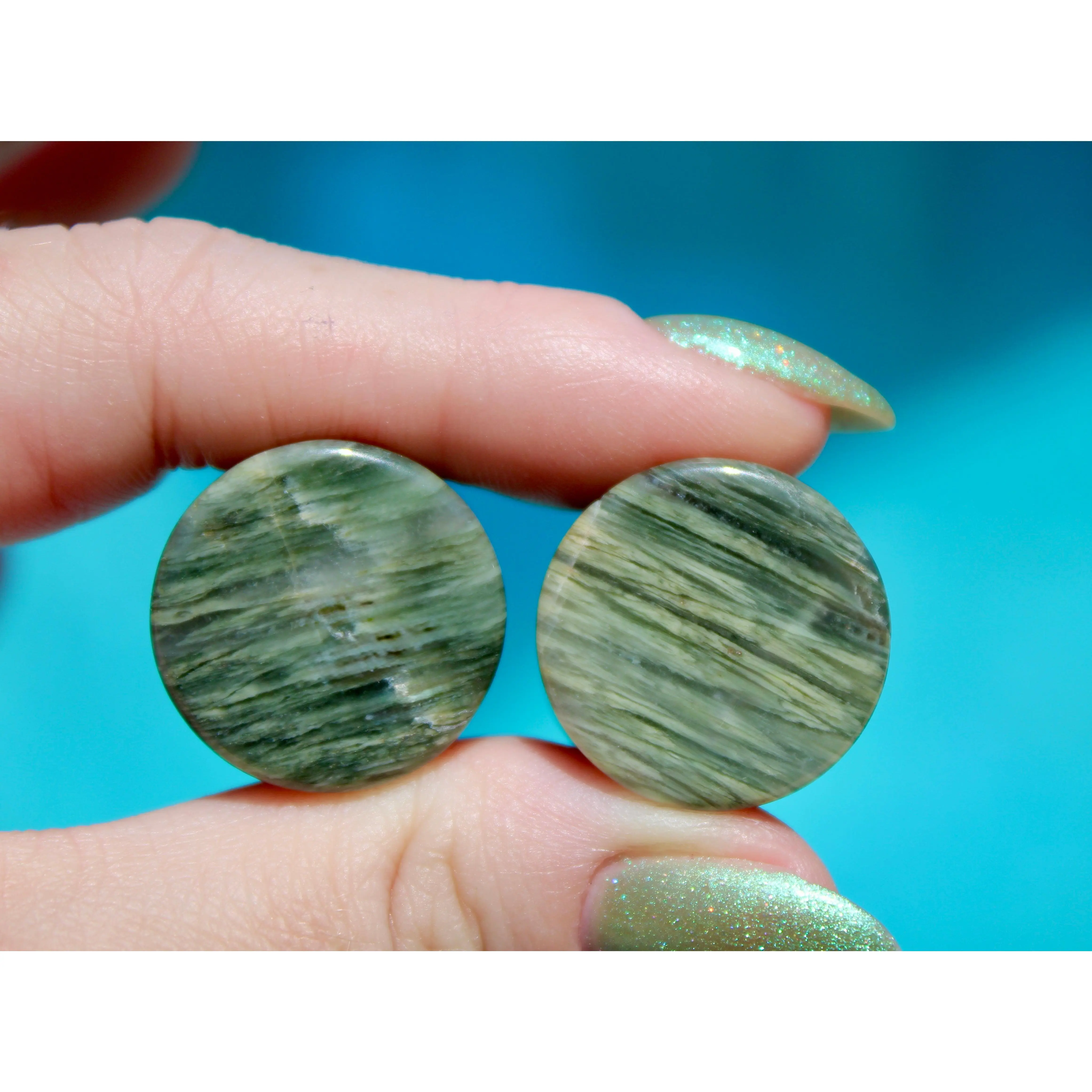 Green Jasper Double Flare Stone for Gauged Ears