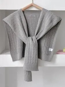 Women's Solid Color Knitted Shawl, Soft Warm Shawl, Casual Versatile Scarf for All Seasons, Fashion Accessories for Women & Girls
