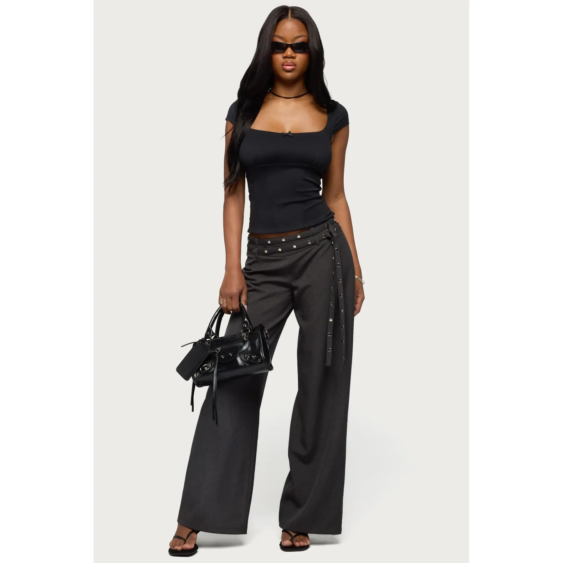 Cruz Double Belt Baggy Tailored Pants
