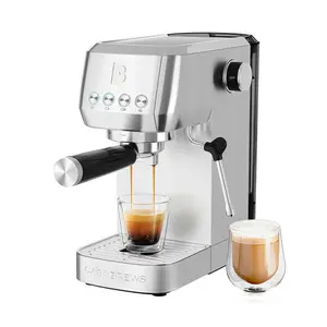 CASABREWS 20-Bar Pressure System Compact Semi-Automatic Coffee Making Machine with Milk Frother, Timer, 5 to 8 Cup Capacity, Descaling Function, Silver for Home & Office Ground Coffee Use Smart Espresso Maker Espressomachine