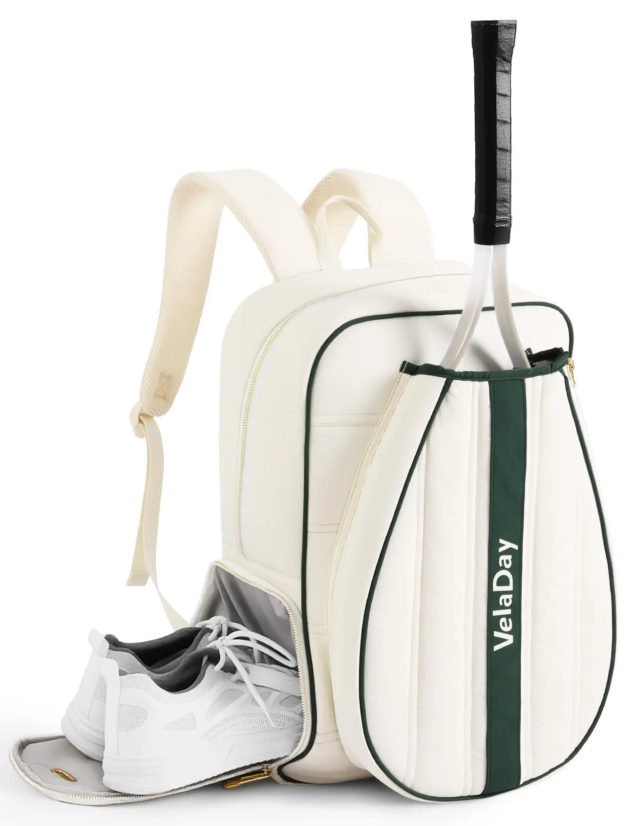 Quilted Tennis Bag for Women Men- Large Tennis Backpack Holds 2 Rackets with Ventilated Shoe Compartment & Wet Pocket