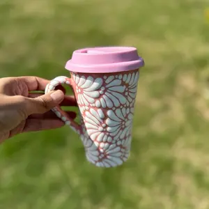 Handmade Talavera Travel tumbler with Handle – 15 oz Tumbler  Ceramic
