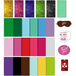 Transfer Ink Sheets for Heat Press Machine, Solid Color Transfer Paper Sublimation for Cricut Mug Press, 24 count, 4.5"x12" Glitter Pre-Inked Sublimation Paper for T-Shirts Cup Coasters Mug