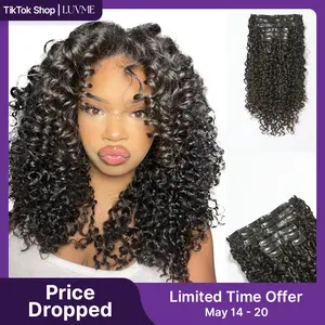 LUVME 100% Virgin Human Hair Extensions Seamless & Invisible Edge Straight, Body Wave, Kinky Curly, Yaki Straight, Messy Burmese Curl Clip-In Limited Time Offer TikTok Exclusive #luvmenewarrivals