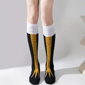 3/6 Pairs of Black Chicken Feet Socks with Unique Claw Split Toe Pattern for All Seasons Animal Role-playing Stockings in Polyester Knitted Fabric