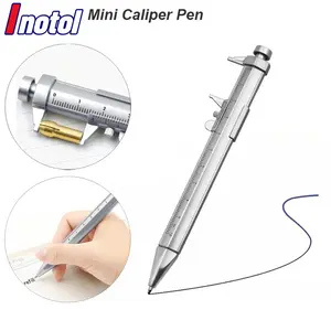 Vernier Caliper Pen Scale Metric mm Ballpoint Stationery Blue Black Refill Student Plastic Measure Piston Tool Micrometer Ruler 100mm