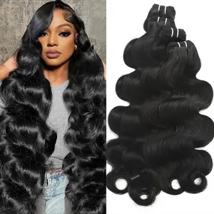 VIPbeauty Body Wave Bundles 10-32 Inch 100% Unprocessed Brazilian Virgin Hair 3 Bundles Human Hair Natural Colour Extensions Quick Weave