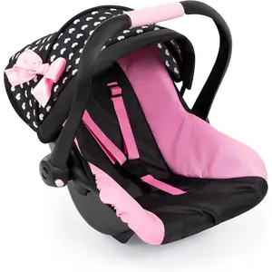 Deluxe Car Seat: Hearts Black & Pink - Pretend Play Accessory for Dolls/Plushes Up to 18", Ages 3+, Large