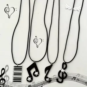 Y2K Sweet Girl Star Music Note Necklace Piano Melody Choker Cute Aesthetic Jewelry for Fans of Y2K Fashion and Music Lovers