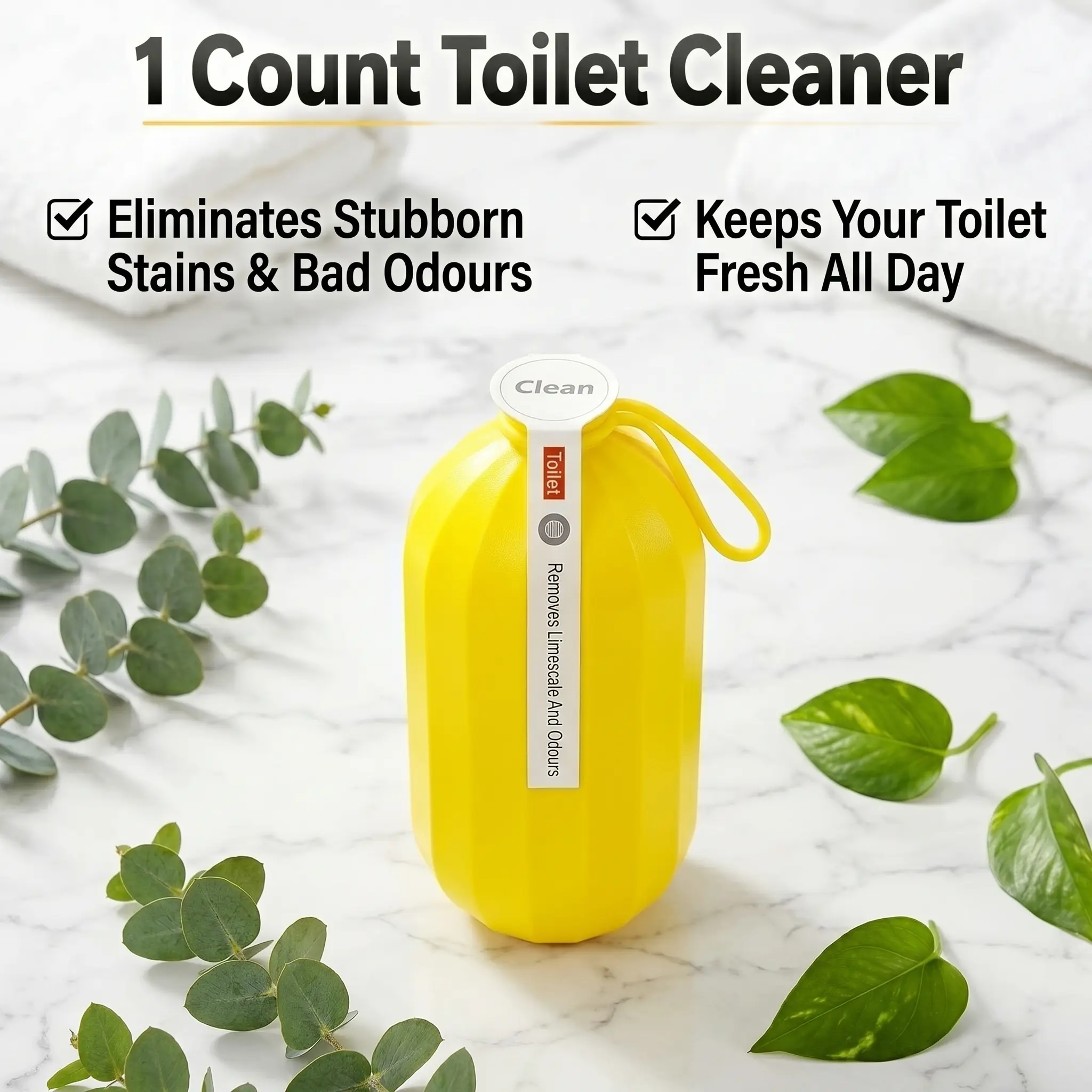 1 Count Automatic Toilet Bowl Cleaner, Long Lasting Toilet Tank Liquid Cleaner Bottle. Continuous Blue Cleaning Action. Unscented Formula. Up to 90 Days Supply