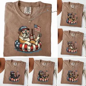 Comfort Colors Patriotic Dog T-Shirt, USA 250 Years Design, 50 Dog Breeds Available, Funny Beer Dog Tee, American Flag Puppy Shirt, 4th of July Dog Lover Gift, Casual Everyday Wear - AL