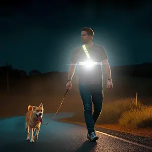Dog Walking Lights, Adjustable Beam Night Reflective Vest, Rechargeable, 6 Light Modes, Waterproof, LED Chest Light for Dog Walking, Night Running, Jogging, Cycling, Camping, Hiking, Outdoor Adventure