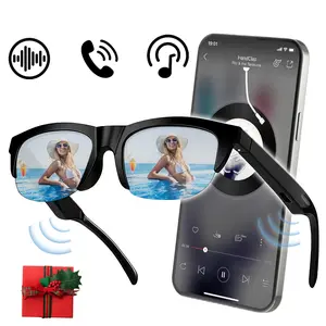 Smart Bluetooth Wearable Glasses , Speakers -Touch Control Bluetooth Glasses,Voice Assistant, Hands-Free Call Built in Microphone for iPhone Android Music/Work, Long Battery Life (6-Hour) & Comfortable Fit for All-Day ,Christmas