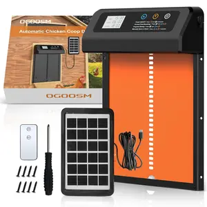 Solar Powered Automatic Chicken Coop Door, Chicken Coop Door with Timer Remote Control, Anti-pinch Design Poultry & Small Animal Safety Door