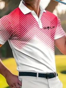 Men's Golf Shirt Casual Golf Polo Blue Colorblock Design, Breathable Moisture-Wicking Fabric, Classic Collar Button Front, Casual Outdoor Wear