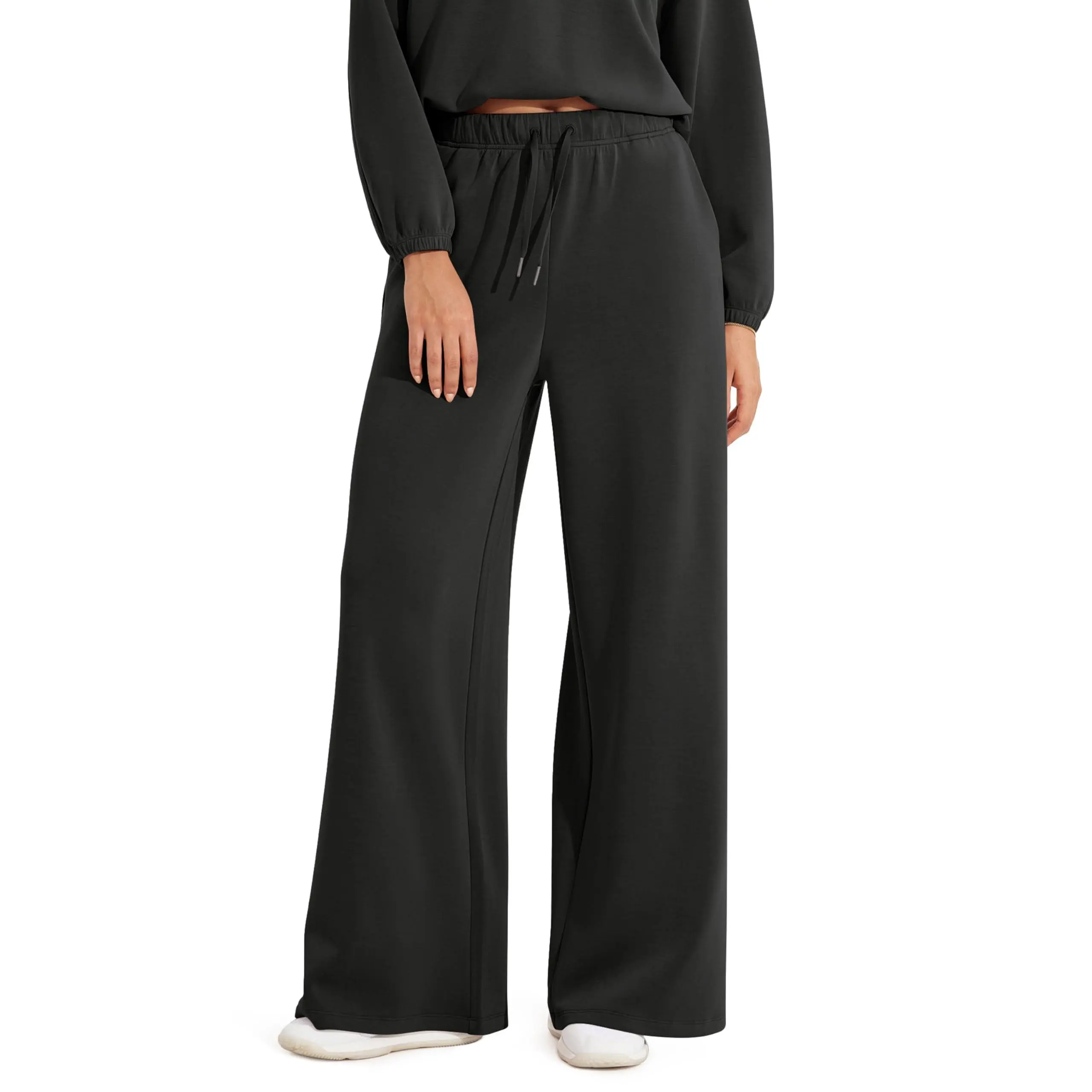 ODODOS Women's Chic Modal High-Waist Drawstring Pull-On Pants - Soft, Lightweight, Extra Wide Leg, Pocketed, Plain, All-Season for Everyday Casual, Work Wear