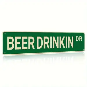 Vintage Beer Drinking Street Sign, Wall Decor for Home Bar Kitchen Pub Man Cave 4x16 Inch Poster