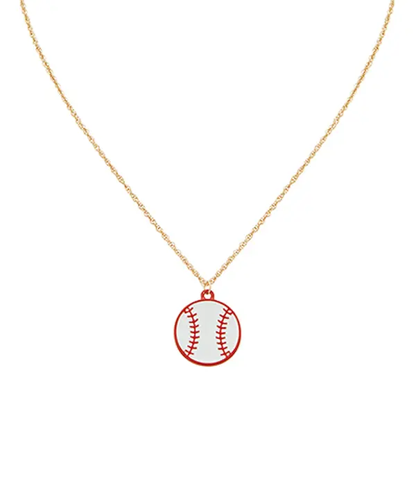 Red and White Baseball Necklace