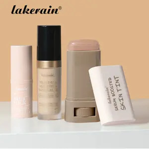Face Base Makeup Set, Makeup Bundle Box, Pore-Minimizing Primer Stick + Full Coverage Concealer & Highlighter Duo Stick + Hydrating Solid Foundation Stick, Long-Lasting Waterproof Sweat-Proof, Flawless & Dewy Finish, for Dry & Normal Skin