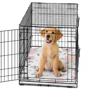 Sweet Jojo Designs 36in. Medium Dog Crate Pan Cover (Blush Pink Boho Floral) Pet Cage, Kennel Pad Mat Bottom Tray Covers (Grey, Bohemian, Farmhouse, Shabby Chic, Rose, Watercolor, Flower, Elegant)