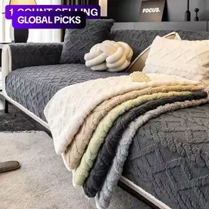 sofa cover Solid Color Cotton Velvet Sofa Cushion, 1 Count Simple and Modern Sofa Cover, Anti Slip Sofa Cover Cushion for Home Living Room Bedroom