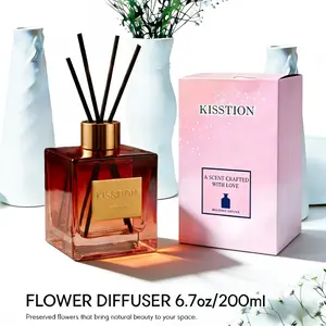 KISSTION Reed Diffuser for Aromatherapy — Luxurious Home Fragrance, Romantic Home Scent, Plant Essential Oil Diffuser, Long-Lasting Diffusion, 6.76 oz (200 ml), suitable for bedroom, bathroom, office, and living room. Comfortable home fragrance