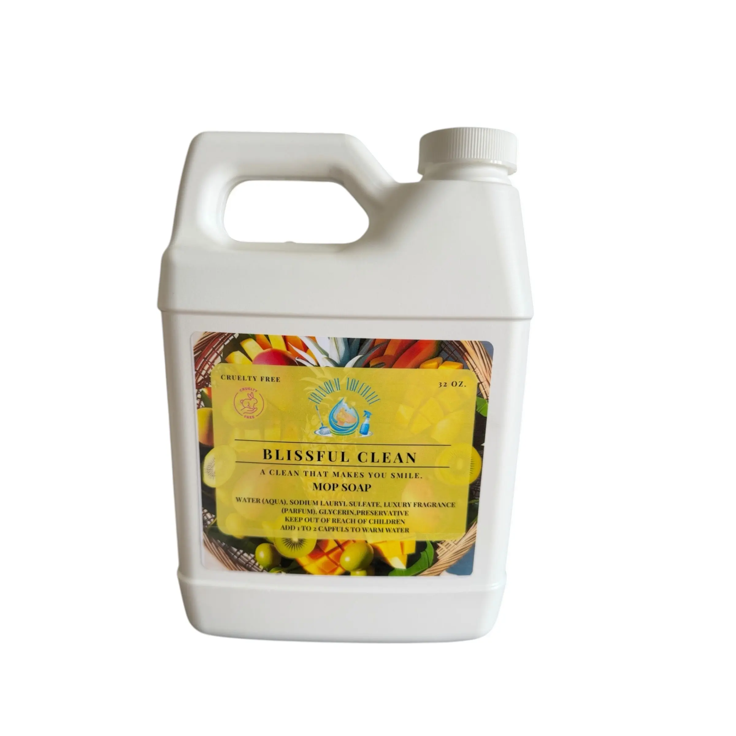 Non-Toxic Multipurpose Hard Floor Cleaner - Blissful Clean Household Mop Soap, Flower-Scented with Sweet Citrus Fragrance for Home Floor Care
