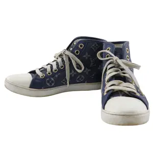 Pre-owned Louis Vuitton Denim Small Leather Goods High Cut Monogram Sneakers
