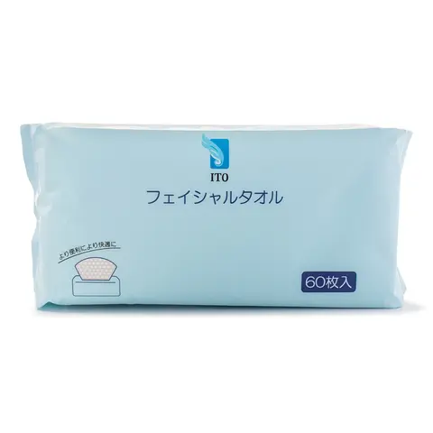 ITO Alcohol-Free Gentle Facial Cleanser Wipes - No-Rinse Cosmetic Makeup Remover, Hypoallergenic for Sensitive Skin, Natural Blend Selfcare Skincare Tool, 60-Piece Pack