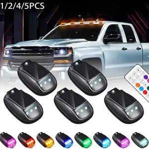 Solar Car Roof Neon RGB Strobe Light, Cab Signal Marker Lamp Wireless LED Warning Lights Safety Accessories for Cars Trucks Pickup SUV Jeeps Rvs with Vibration Sensor, No Drill, Waterproof
