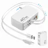 4-in-1 Retractable Wall Charger, 40W Fast Charging, Dual USB Ports, Built-in 90cm Lightning & USB-C Cables, Foldable Travel Plug, Multi-Device Charger Compatible with iPhone 18 Pro Max, Galaxy S26, Pixel 11, and More