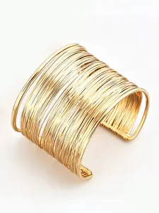 Women's Open Cuff Bracelet, Wide Metal Wire Wristband, Punk Style Arm Ring, Unique Fashion Jewelry for Upper Arm