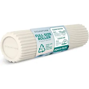 Oceanfoam Tidal Roller - Natural - Muscle Massage Foam Roller for Back Pain & Stretching - Firm and Ergonomic Wide Wave Textured - Yoga, Athletics, & Wellness - Full Size, 20" x 5"