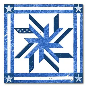 Courtside Market Quilt Square Blue & White 3 Canvas Wall Art - 30x30"