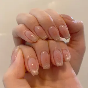 24pcs Clear Nude Base Color, Sparkling Silver Cat Eye Gradient, Medium Almond Nails, Glossy Finish, Versatile Nail Polish Set, Nail Kit