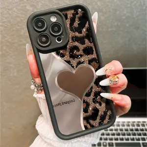 Heart Leopard Print Phone Case, Valentine's Day Gift for Elderly, Boyfriend Girlfriend, Anti-Drop Wear-Resistant, Compatible with iPhone Models