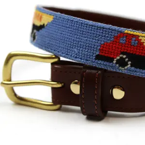 Hand Stitched Needlepoint Truck Belt