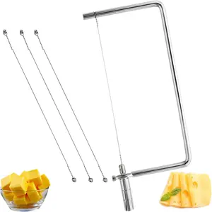 7inch Cheese Slicer Kit Cheese Cutter Board Accessories with Stainless Steel Components 1 Slicer+4 Wires DIY Giftable Cheese Cutting Boards Hardware for Kitchen