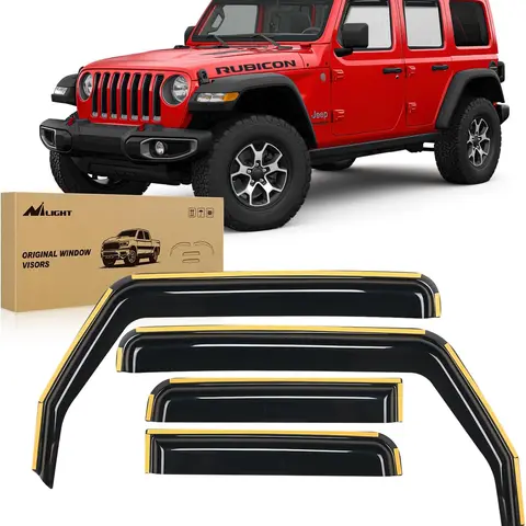 Nilight Transparent Vent Window Visors - Automotive Side Window Deflector for Jeep Wrangler JL & Gladiator 2018-2026, Acrylic Rain Guards with Secure Clip + Tape Stay-On, Custom-Fit Sun Protection Car Exterior Accessories