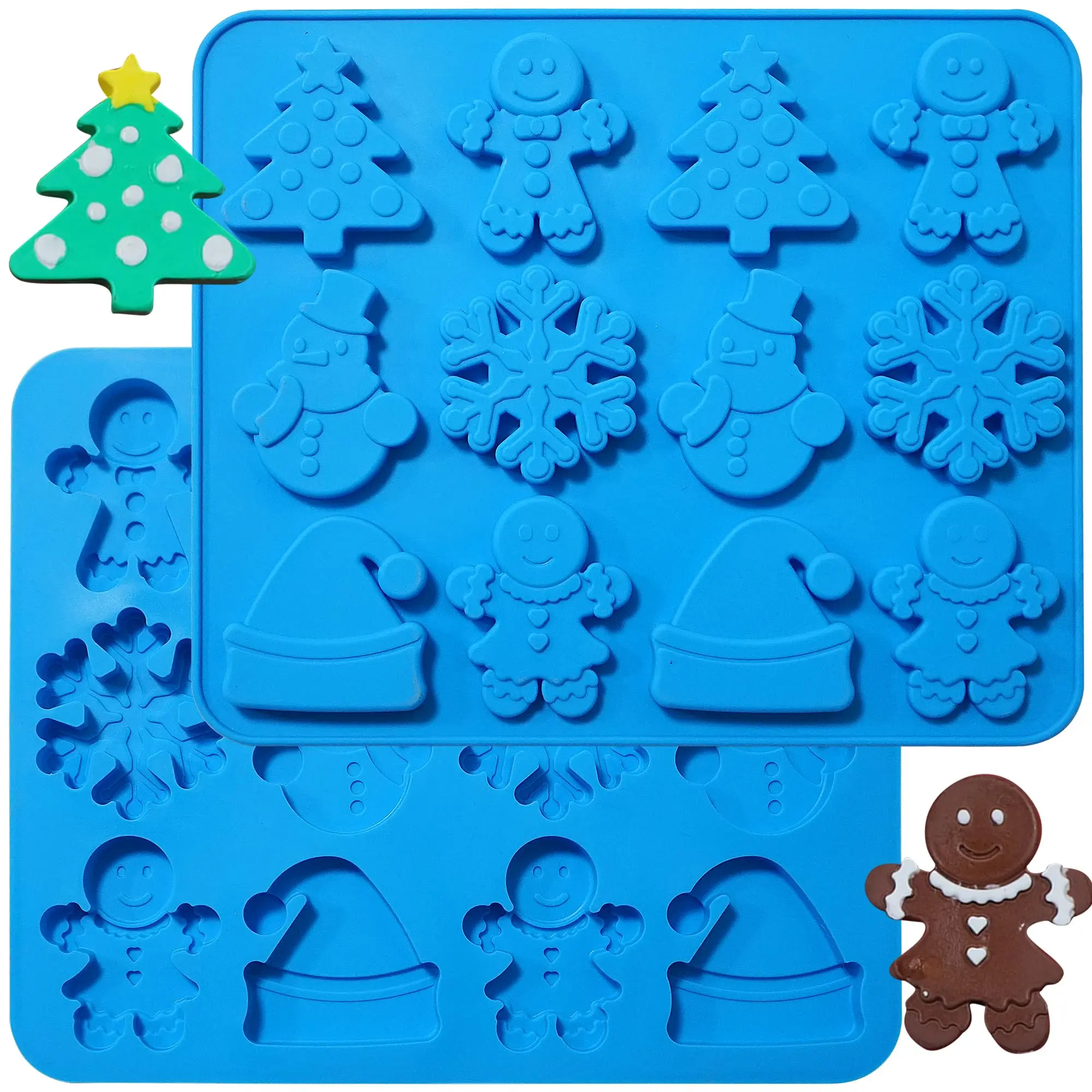 2pack Silicone Christmas Cookie Mold For Baking  Non-stick Molds Chocolate Jello