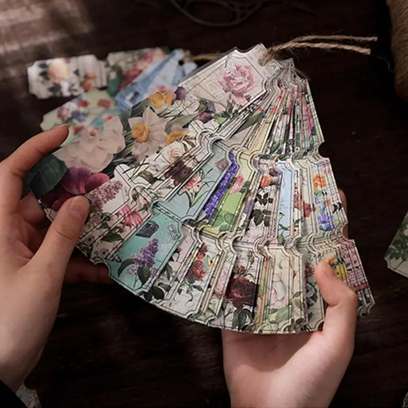 Random Color Vintage Long Strip Sticker, 40pcs Creative Decorative Sticker for DIY Scrapbook Journal