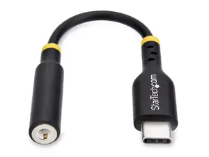 StarTech 5in (12.7cm) USB-C to 3.5mm TRRS Headphone/Headset Jack Audio Adapter, USB Type-C Aux Dongle, 32-bit DAC, Supports USB-C/Thunderbolt, Laptop/Phone/Tablet Model USBCAUDIO2