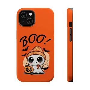 The Halloween collage of weird patterns of elements such as magic hats, pumpkins, skulls, ghost lights, etc. is suitable for iPhone 17, 16 Pro Max, 15 Plus, 14, 13, 12, 11, XS and Samsung S24, S23, A55, A54, Pixel 9, making it a great gift for friends.