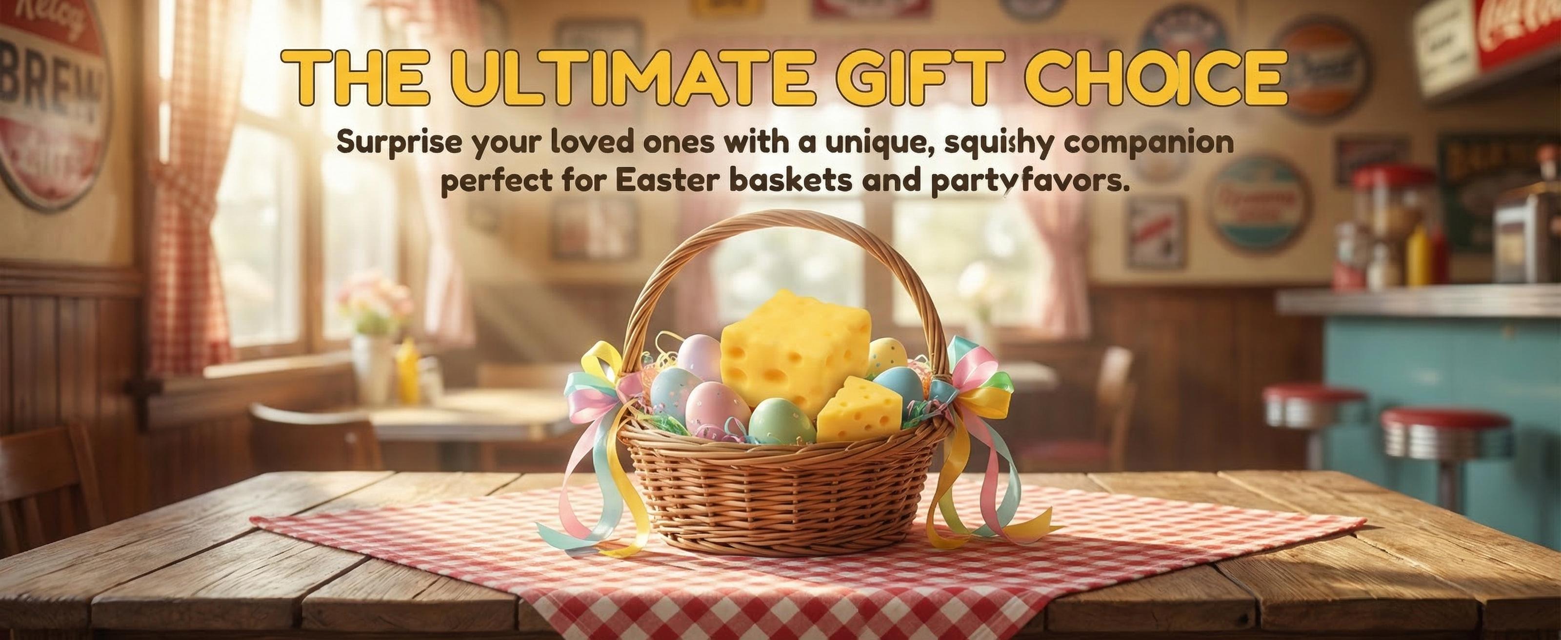 Squishy Cheese Block - Yellow Moldable Fidget Toy for Kids & Adults, Stress Relief Sensory Squeeze Toy, Fun Play & Relaxation, Perfect Easter Gift