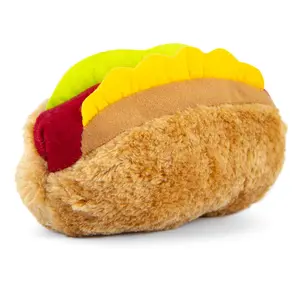 Jeffers American Grill Time Plush Squeaker Dog Toys - Hamburger or Hot Dog