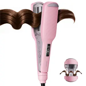 BABONIR 3 Barrel Beach Waves Curling Iron, 1 Inch Ionic Ceramic Hair Waver for Women, Mermaid Waves Crimper Wand, Fast Heating, Anti-Scald Design, Dual Voltage, Reduces Frizz & Heat Damage, Travel Friendly, Pink